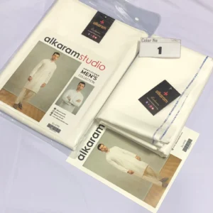 Alkaram Fine Cotton – Premium Soft Men’s Unstitched Fabric 1