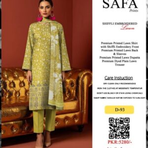 SAFA PRINTS Original Shifli Chikenkari Lawn 3-Piece - Summer Collection 2026