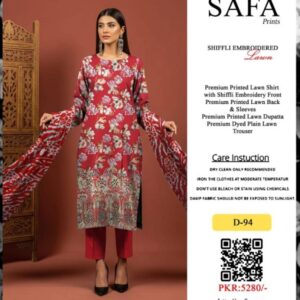 SAFA PRINTS Original Shifli Chikenkari Lawn 3-Piece - Summer Collection 2026