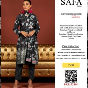 SAFA PRINTS Original Shifli Chikenkari Lawn 3-Piece - Summer Collection 2026